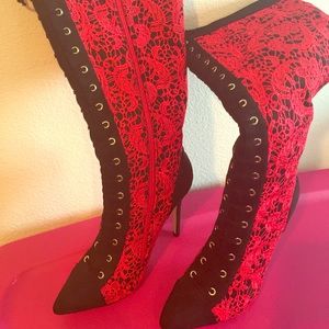 Really sexy red and black lace up BOOTS